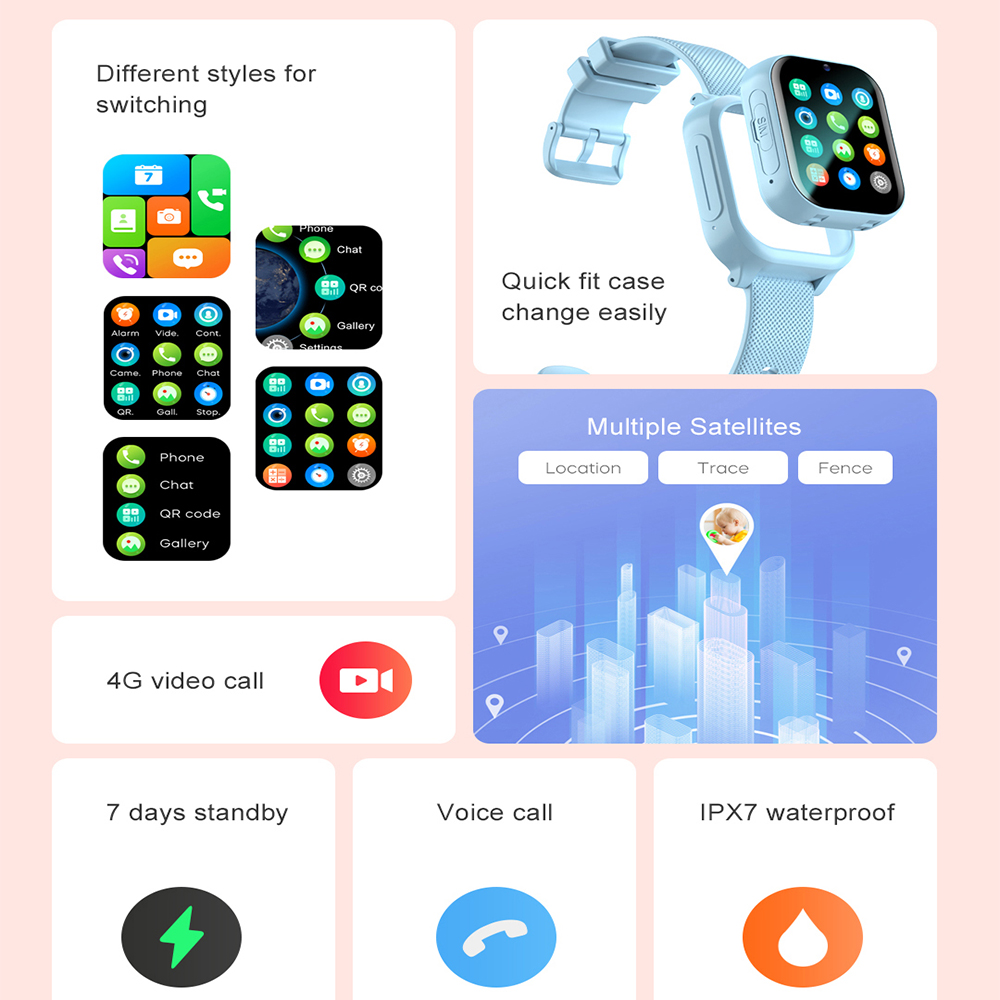 สมาร์ทวอท์ชเด็ก 4G GPS WIFI Vi - Smartwatch Watches For Kid Boy With Alarm บทวิจารณ์และราคา